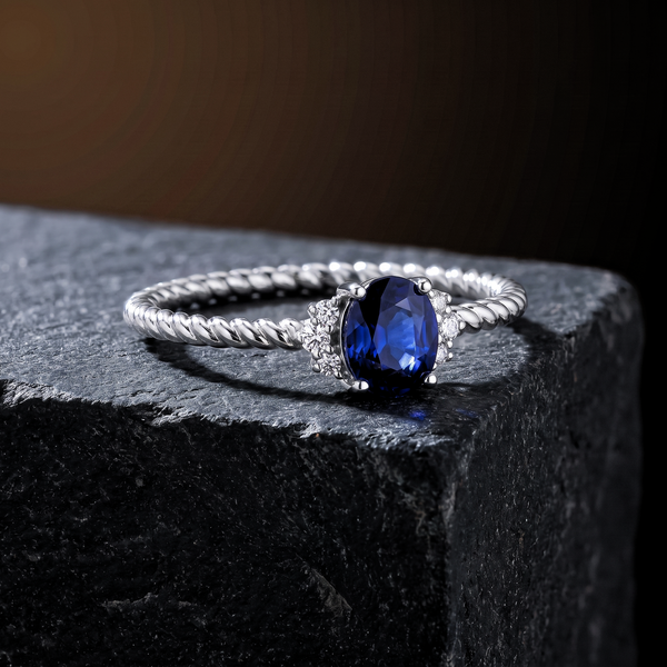 The Windsor Ring resting on dark basalt stone